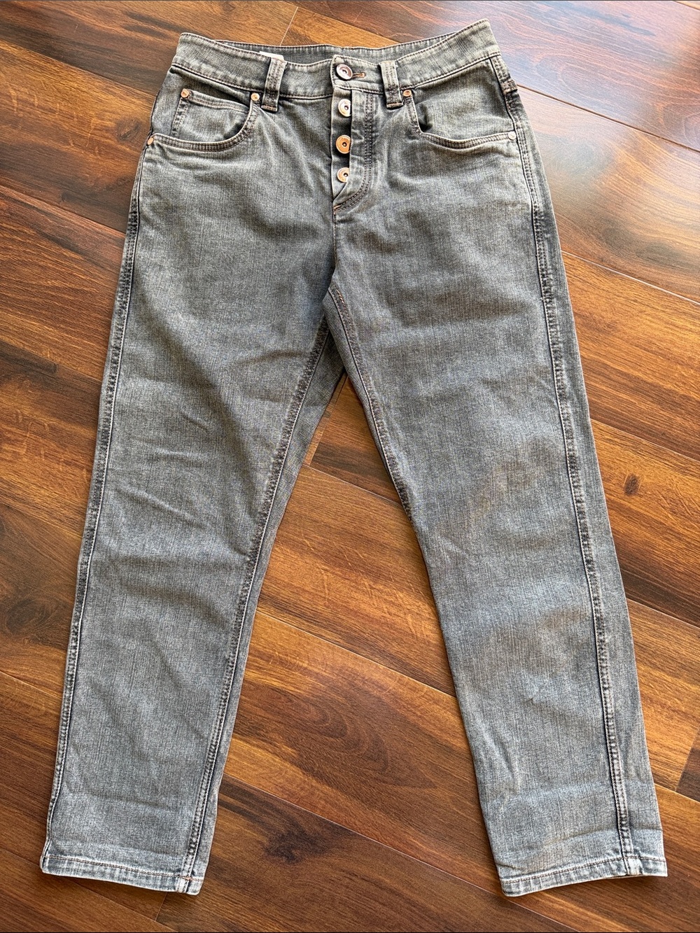 Brunello Cucinelli The Boyish Jeans Tapered Hem Button Fly Made in Italy 2
